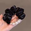 Corea del Sur accesorios para el cabello otoño e invierno 2024 terciopelo perla anillo para el cabello de intestino grueso temperamento suave coleta baja sentido alto banda de goma cuerda para el cabello