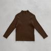 Camiseta Base de Malha Macia, Elástica, Anti-Pilling, Cera Infantil, Suéter de Primavera para Meninas, Cor Sólida Coreana, Gola Média, Quente