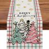Bandera de Mesa Navideña de Lino Estampado Transfronteriza Decoración de Ambiente Festivo Mantel con Patrón de Árbol de Navidad Muñeco de Nieve Venta al por Mayor