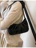 Primavera e Verão 2025 Nova Bolsa de Axila com Laço Nuvens Pregueada Bolsa de Ombro Cor Sólida Têxtil Combina com Tudo Bolsa Dumpling para Mulheres