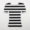 Tejido de algodón de punto de rayas anchas hecho a medida, punto jersey elástico, adecuado para ropa de mujer de primavera y verano y ropa de casa