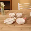 Juego de Tazón y Plato de Fresa, Vajilla Doméstica para Una Persona, Cuenco de Arroz de Cerámica, Bol para Fideos, Bonito Plato para Hornear, Creativo Bol para Frutas