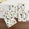 Conjunto de Pijama de Tres Piezas Simple Casual de Nube Verano Nuevo Manga Corta Shorts Pantalones Largos Ropa de Casa Delgada Verano Lindo