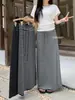 Falda Recta de Rayas Estilo Miu Vintage con Cordón y Cintura Elástica para Mujer, Moda Coreana de Verano Falda Sudadera Casual de Línea A con Abertura