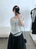 Tg Diseño Nicho Camisa Slim de Manga Abullonada para Mujer 2025 Verano Nuevo Cuello Redondo Plisado Top Holgado 24928