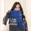 Cachecol de Lã Grossa Circular Colorido Puro Estilo Coreano Macaron com Toque Peludo Ampliado para Estudantes do Sexo Feminino Cachecol à Prova de Vento