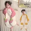 Pijama de una pieza para niña 2025 Nuevo Ropa de gateo cálida con forro polar para protección de la barriga Ropa de casa de invierno para bebé