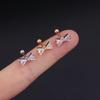 Brincos Piercing Rosqueados de Aço Inoxidável Haste 0,8X6Mm Venda Quente Transfronteiriça Brincos de Zircônia Estrela de Cinco Pontas
