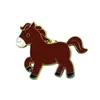 Broche de Metal de Caballo Marrón de Dibujos Animados Transfronterizo Símbolo Creativo de Bendición de Año Nuevo Insignia Accesorios Adornos para Ropa Mochila En Stock
