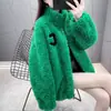 Casaco transfronteiriço feminino moda ins inverno forrado com fleece espessado veludo dupla face gola alta quente suéter cardigã zíper jaqueta de fleece