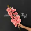 Flor Artificial Orquídea de Película 3D de 9 Cabezas, Flor Falsa Realista de Alta Gama, Arreglo de Escena Floral, Flor para Decoración de Hotel y Boda