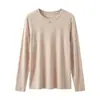 Camiseta de Manga Larga de Lana Tencel Suave y con Caída para Mujer con Lentejuelas Doradas Pequeñas, Estilo Coreano Sencillo, Versátil para Principios de Otoño, Adecuada como Capa Base