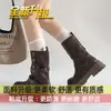Botas Martin Estilo Británico Adelgazantes para Mujer 2026 Nuevo Otoño Suela Gruesa Aumentadoras de Altura Marrón Mallard Botines de Media Pantorrilla para Mujer