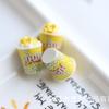 Brinquedo de Comida Simulada Balde de Pipoca Estéreo Chaveiro Artesanal DIY Joias Acessórios de Resina Mini Mini Enfeites