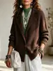 Cardigan de tricô outonal estilo europeu e americano para mulheres, modelagem solta, ombros caídos, fecho de um botão, casaco de tricô texturizado, moda feminina transfronteiriça