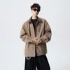 Estilo Vintage Old Money Chaqueta para Hombre de Primavera y Otoño Nueva Marca de Moda Americana Cuello Solapa Holgada Versátil Talla Grande para Hombre