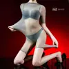 Body Hua Yu ultradelgado brillante transparente de manga corta 5D con aceite de caballo, sin entrepierna, para hombres y mujeres, talla grande, medias sexy transparentes abiertas en la entrepierna