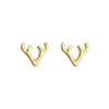 Brincos Pequenos de Galhos de Veado de Natal para Mulheres Agulha de Prata Simples Fofos Versáteis Brincos Design de Nicho Estilo Coreano Brincos com Sensação de Alto Padrão