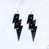 Nuevos pendientes de gancho para la oreja con diseño de rayo, acrílico, estampado de rayas de leopardo arcoíris y estrellas de amor, pendientes colgantes, joyería para la oreja