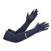 Guantes de protección solar para mujer, protección UV, antideslizantes, finos, elásticos de seda helada, para conducir, verano, andar en bicicleta eléctrica, con dos dedos expuestos