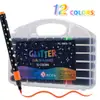 Caneta Marcadora Glitter Ponta Preta Ponta Macia Modelo Novo Transfronteiriça para Crianças e Estudantes, Desenho Artístico, Marca-Texto Feito à Mão, Graffiti no Atacado