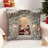 Funda de Cojín Decorativa Navideña con Estampado 3D de Alta Definición de Reno y Escena de Nieve, Funda de Cojín para Sofá en Stock