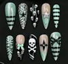 Uñas vestibles de Halloween superventas transfronterizas europeas y americanas, piezas de arte de uñas de calabaza, calavera y fantasma puramente hechas a mano, productos terminados para venta al por mayor de alta gama