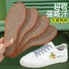 Plantilla de lino hecha a mano para hombre y mujer, suelas suaves, cómodas, transpirables, absorbentes de sudor, acolchado de algodón y lino engrosado para zapatos deportivos de cuero