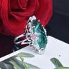 Nuevo anillo de tesoro de tamaño grande de 20 x 30 con color exagerado, simulación Finda, color paparacha, anillo abierto con piedra que cae del sol