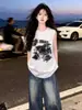 Camiseta Chaleco Deportivo de Verano 2026 con Diseño de Mariposa y Letras para Mujer, Estilo Americano Ins Algodón Puro Sin Mangas Tops para Pareja para Hombre