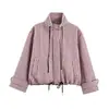 Ins Ropa de Mujer Estilo Europeo Transfronteriza Venta al por Mayor Otoño Nueva Moda Casual Holgada Cremallera Cuadros Cuello Alto Chaqueta Abrigo