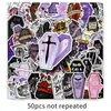 50 pegatinas de grafiti de ataúd oscuro, personalizadas, transfronterizas, creativas, góticas, para Halloween, para equipaje y patineta.