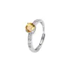 Anel de Prata Esterlina S925 com Pedra Natural para Mulheres, Anel Ajustável de Luxo Leve com Pedra de Cristal Granate Topázio, Popular no Xiaohongshu