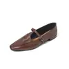 Zapatos de Tira en T de Piel de Vaca de Primera Capa para Mujer Mary Janes Otoño Invierno Nuevos Punta Cuadrada Piel Genuina Tacón Bajo Boca Poco Profunda Zapatos Individuales Zapatos de Mujer Talla 40