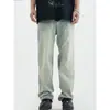 Jeans Hombres Estilo High Street Hip-Hop Retro Americano Lavado Básico Sueltos Pierna Recta Amarillentos Desgastados Ropa de Hombre