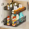 Estante de almacenamiento para debajo del fregadero para baño, estante de capas, cesta de gabinete extraíble, caja de almacenamiento, organizador debajo del gabinete