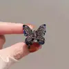 Pinza para Flequillo con Strass de Mariposa Pasador Pinza para el Cabello de Princesa para Mujer Pinza Superior Pinza para el Cabello Clip Pequeño de Strass Negro