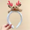 Diadema de Dibujos Animados Navideña para Niños 2025 Nuevo Estilo Diadema de Reno de Felpa para Niñas, Accesorio para el Cabello para Fotos y Lavado de Cara de Niñas Pequeñas