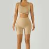 Ropa exterior tejida con sujetador acolchado, conjunto de yoga ajustado, ropa deportiva de fitness de talle alto con forma de melocotón de secado rápido, shorts deportivos