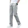 Calça casual de alta qualidade cinza claro para homens, corte reto solto, calça de outono, novo modelo primavera/outono 2026, tamanho grande, comprimento longo