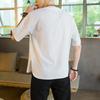 Verão Nova Moda Marca Estampada Linho Camiseta Manga Curta Masculina Solta plus size Algodão Linho Manga Meia Tendência Estilo Chinês