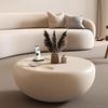 Mesa de Centro Redonda Estilo Creme Garra de Gato Moderna Designer de Luxo Leve High-End Apartamento Pequeno Celebridade da Internet Mesa Lateral de Vidro Temperado