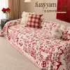Tela Roja para Funda de Sofá de Año Nuevo, Toalla Universal Antideslizante para Sofá, Anti-Arañazos de Gato, Amigable con la Piel, Funda Transpirable, Cojín de Sofá de Seda Helada