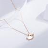 Collar de Cadena Cruzada Ginkgo Color Oro Rosa, Collar de Plata con Concha Local de Nicho, Cadena para Clavícula de Estrella para Mujer, Estilo Moderno y Único