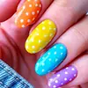 Uña ovalada corta, brillante, comercio exterior europeo y americano, nuevo estilo primavera y verano, estilo simple y dulce, serie de colores arcoíris, lunares, uñas postizas