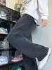 Calça Jogger Masculina Estilo Americano com Padrão de Espiga de Trigo, Calça com Cordão de Cor Pesada para Outono, Calça Reta Scimitar Preguiçosa e Relaxada