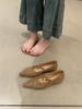 Sapatos Femininos Vermelhos Bico Fino Estilo Francês 2025 Primavera e Outono Novos Sapatos Mary Jane Retrô Salto Escondido Sapatilhas