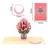 Novo Cartão de Cumprimentos 3D para o Dia do Professor com Envelope Rosa, Escultura de Papel Destacável de Flor de Cerejeira, Cartão Criativo com Mensagem de Bênção para Mães, Atacado