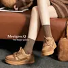 Otoño 2026 Nuevo Ante de Vaca Retro Suela Gruesa Aumenta Altura Con Cordones Ligeros Zapatos Deportivos Casuales Zapatos de Tabla Mujer 800-30