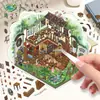 Floresta de Bambu Pousada Cena em Miniatura Adesivos Desenho Original Estilo Chinês Pátio Artesanal DIY Adesivos Sem Corte Atacado